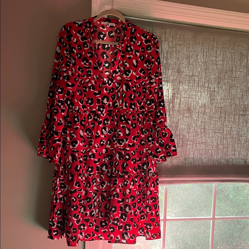 Vibrant Long Sleeve Leopard Print Dress